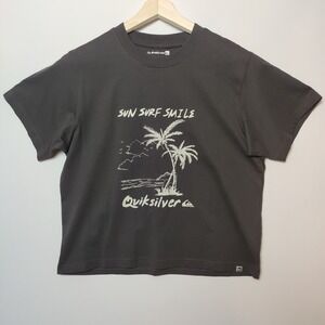 Quicksilver Cropped Graphic Brown Tee